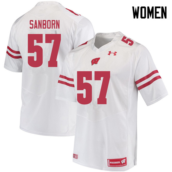 Wisconsin Badgers Women's #57 Jack Sanborn NCAA Under Armour Authentic White College Stitched Football Jersey MT40O65IB
